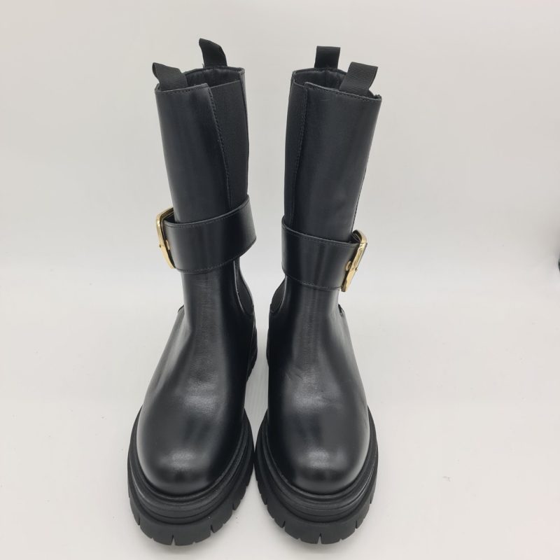 Les Tulipes stivaletto donna nero con elastici e fibbia dorata estraibile