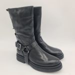 Felmini biker donna pelle nera con ghetta removibile