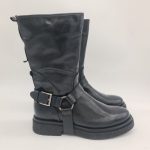 Felmini biker donna pelle nera con ghetta removibile