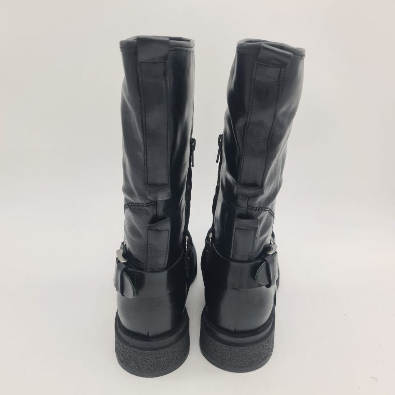 Felmini biker donna pelle nera con ghetta removibile