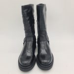 Felmini biker donna pelle nera con ghetta removibile