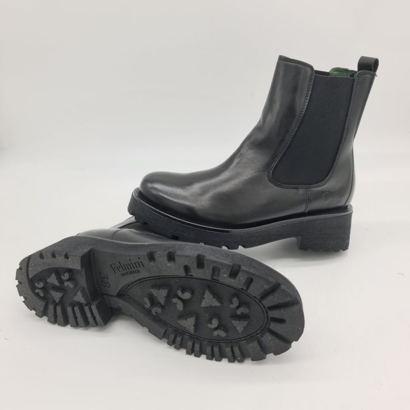 Felmini stivaletto donna con elastici pelle nero