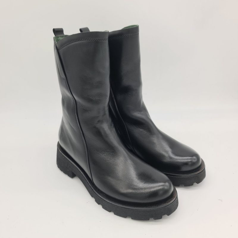 Felmini tronchetto donna con zip pelle nera
