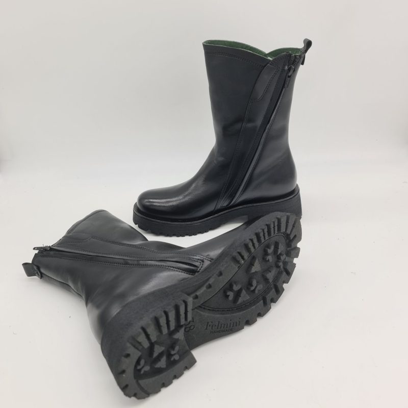 Felmini tronchetto donna con zip pelle nera
