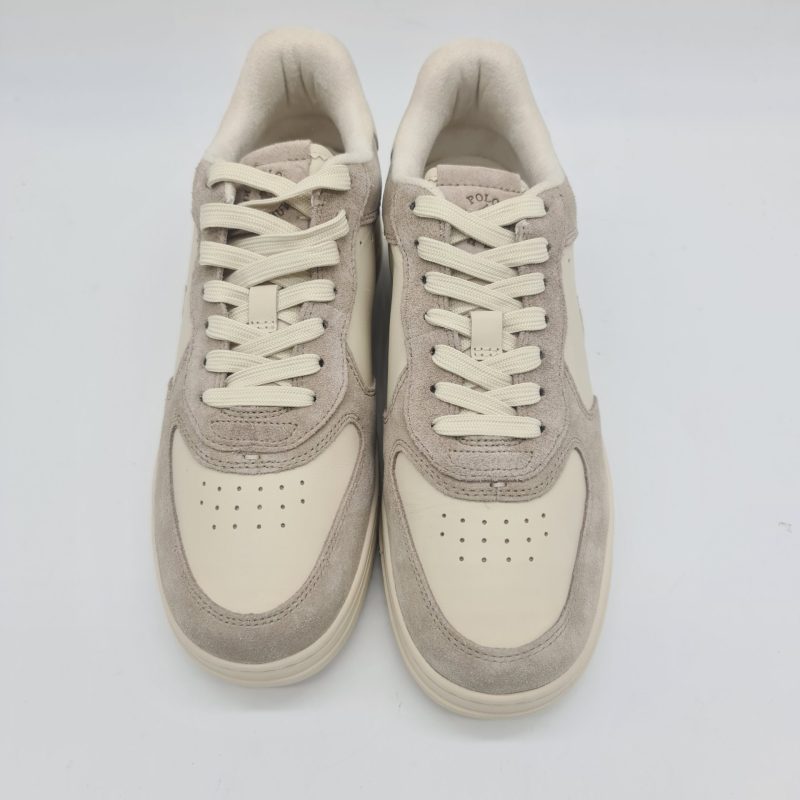 Polo Ralph Lauren sneakers uomo bianco panna e taupe fondo alto