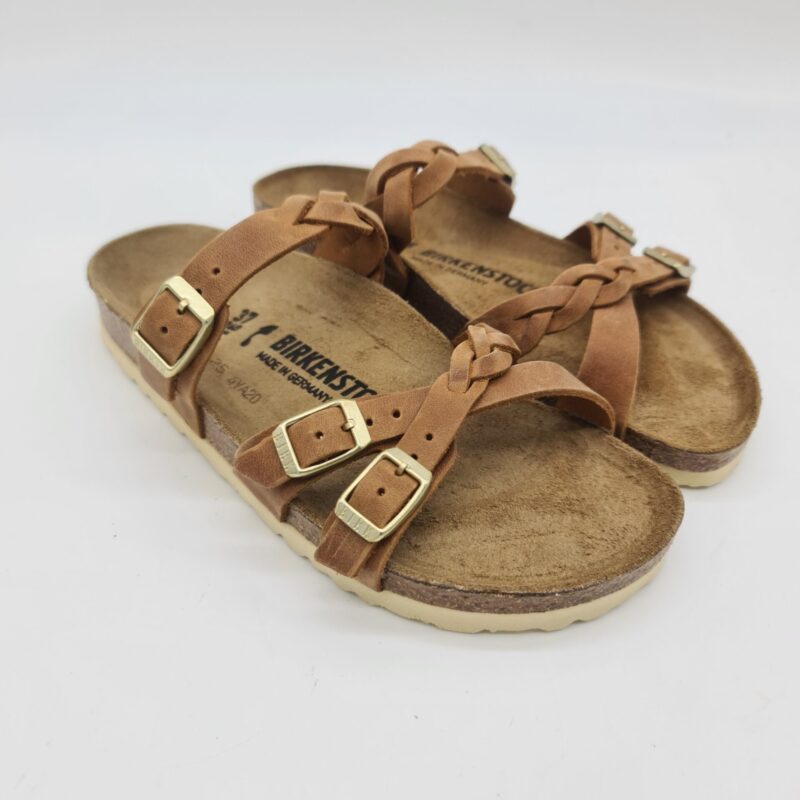 Birkenstock Franca Braided  cognac ciabatta donna in nabuk con treccine
