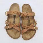 Birkenstock Franca Braided  cognac ciabatta donna in nabuk con treccine