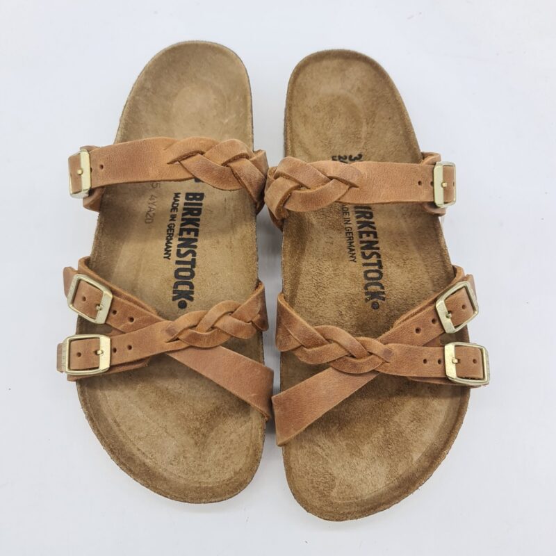 Birkenstock Franca Braided  cognac ciabatta donna in nabuk con treccine
