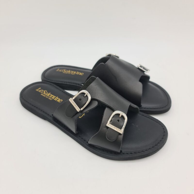 Le Salentine ciabatta donna nera con fibbie