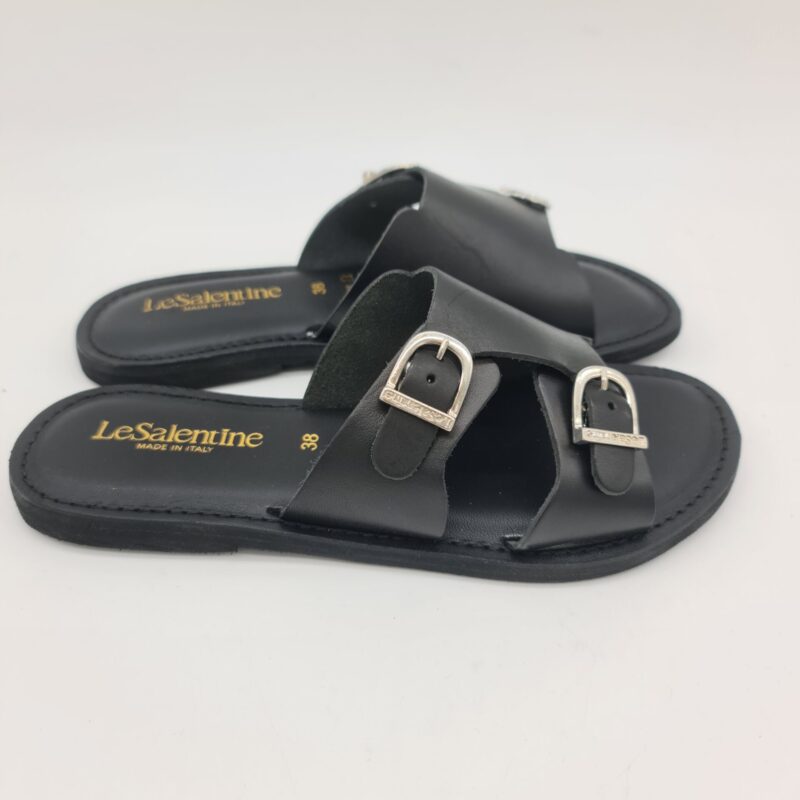 Le Salentine ciabatta donna nera con fibbie