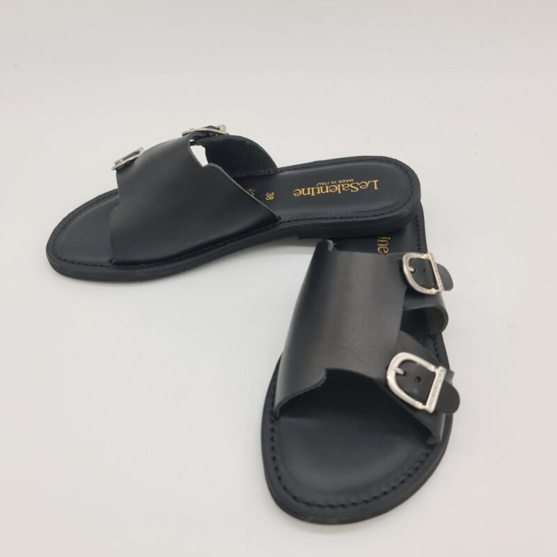Le Salentine ciabatta donna nera con fibbie