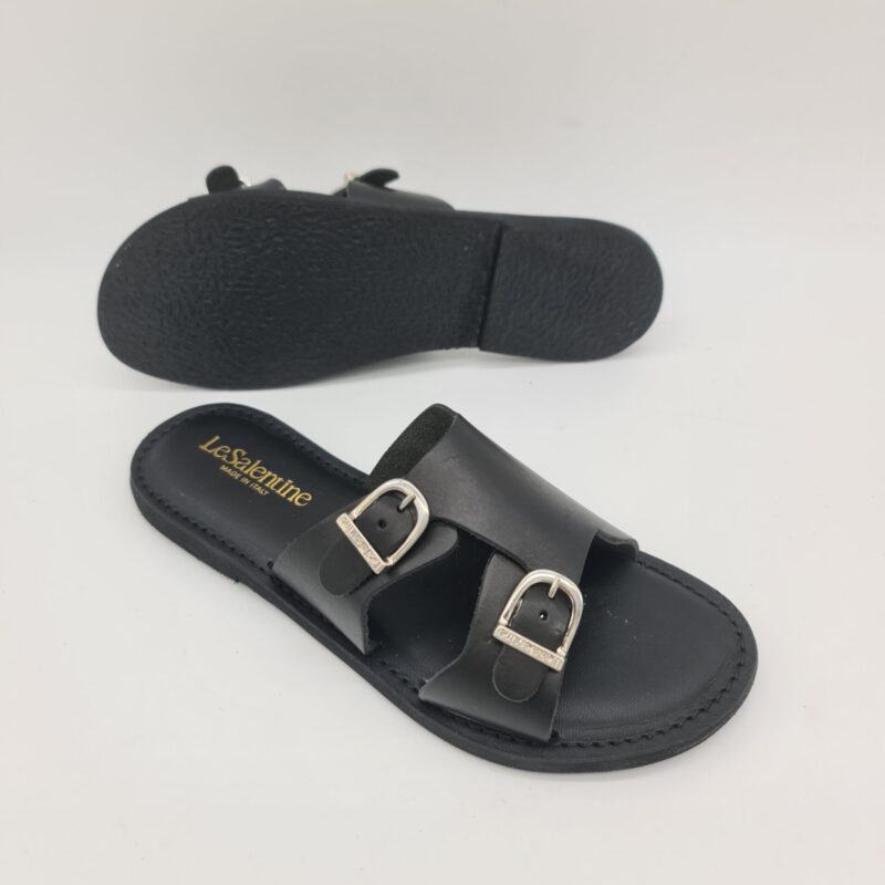Le Salentine ciabatta donna nera con fibbie