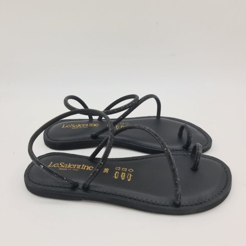 Le Salentine sandalo infradito donna con strass nero