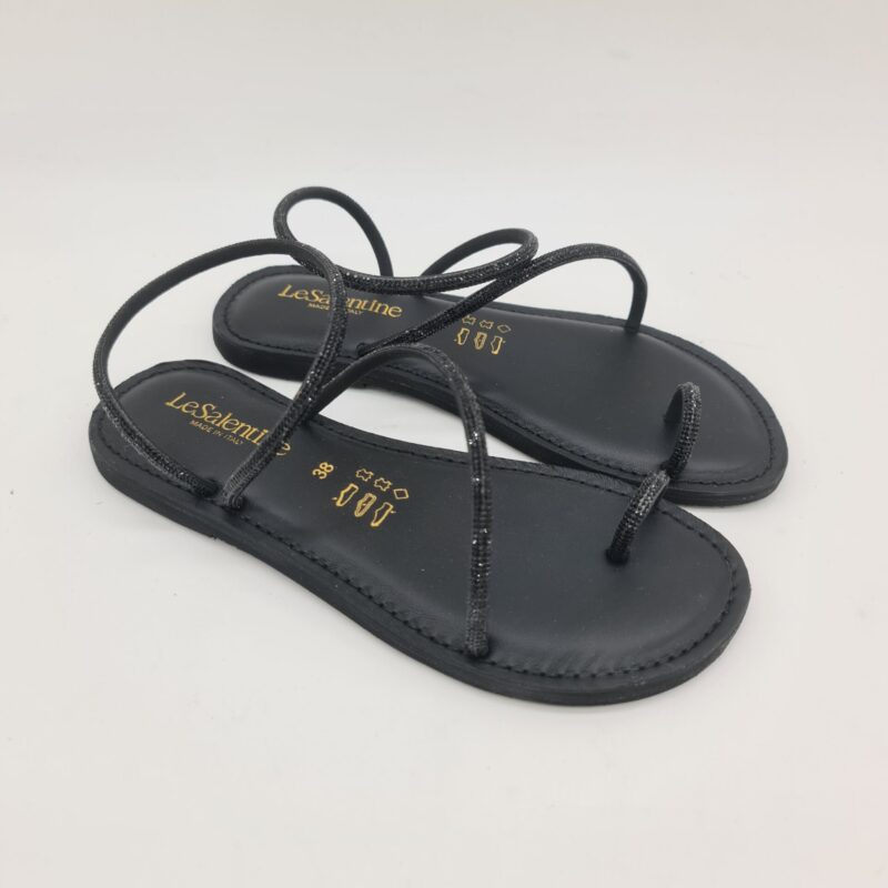 Le Salentine sandalo infradito donna con strass nero