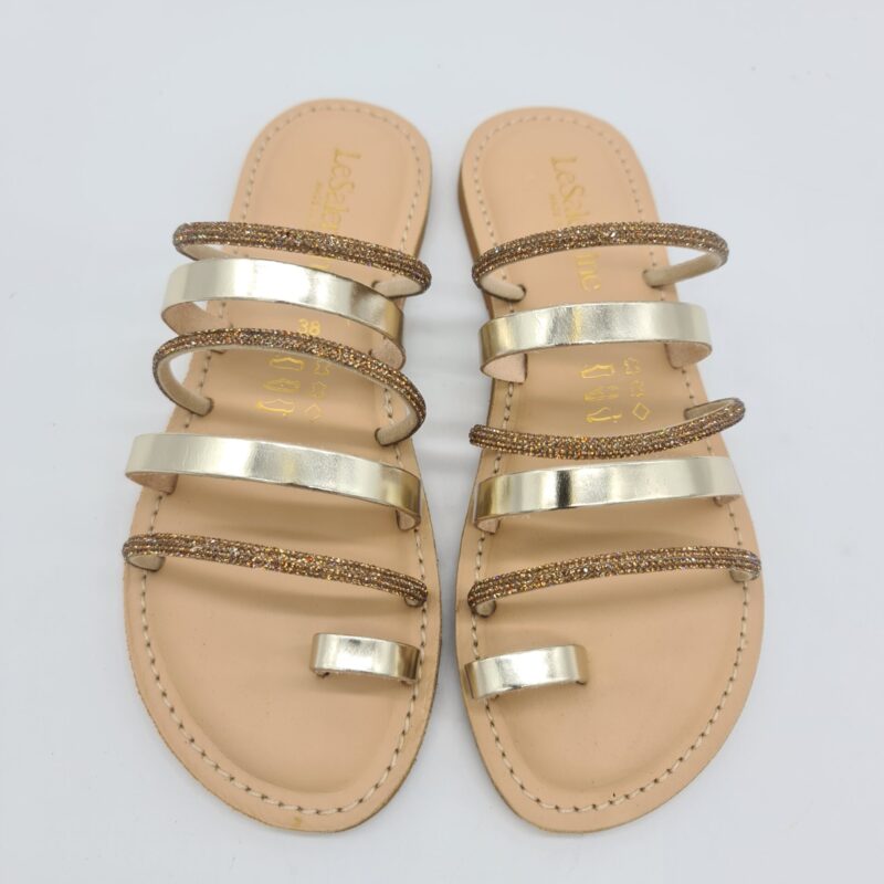 Le Salentine ciabatta donna infradito con strass oro