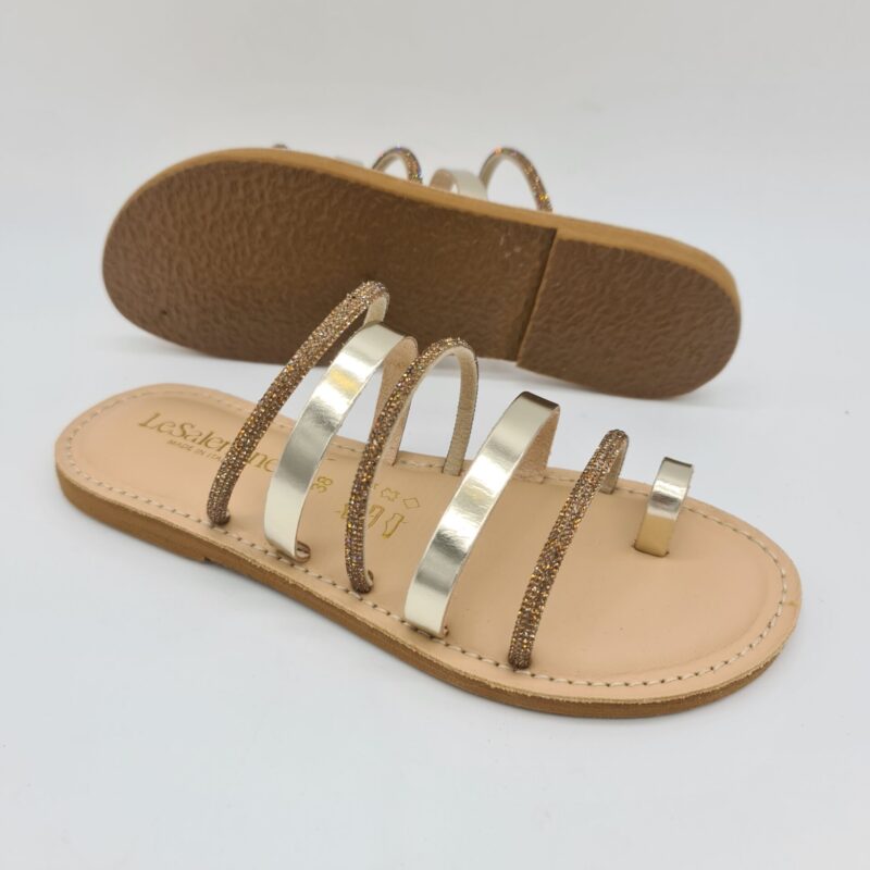Le Salentine ciabatta donna infradito con strass oro
