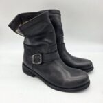 Felmini biker classico donna con fibbia lavado nero