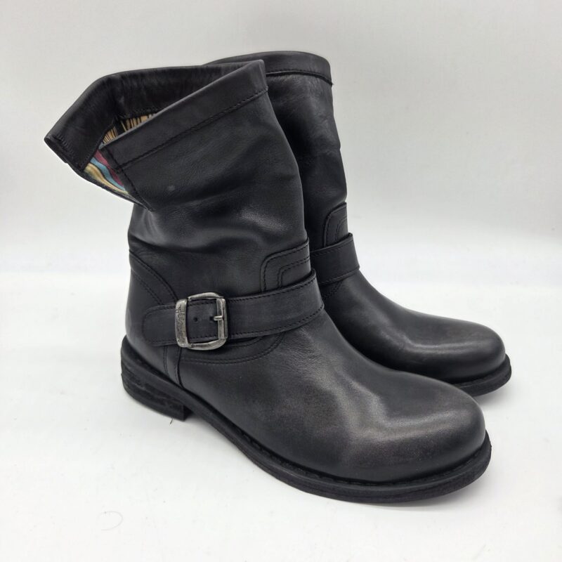 Felmini biker classico donna con fibbia lavado nero