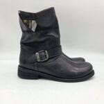 Felmini biker classico donna con fibbia lavado nero