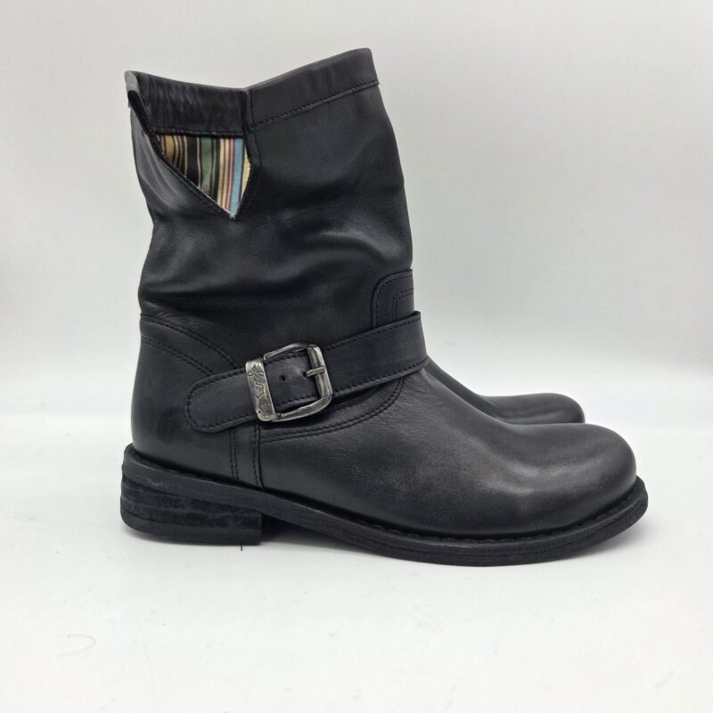 Felmini biker classico donna con fibbia lavado nero