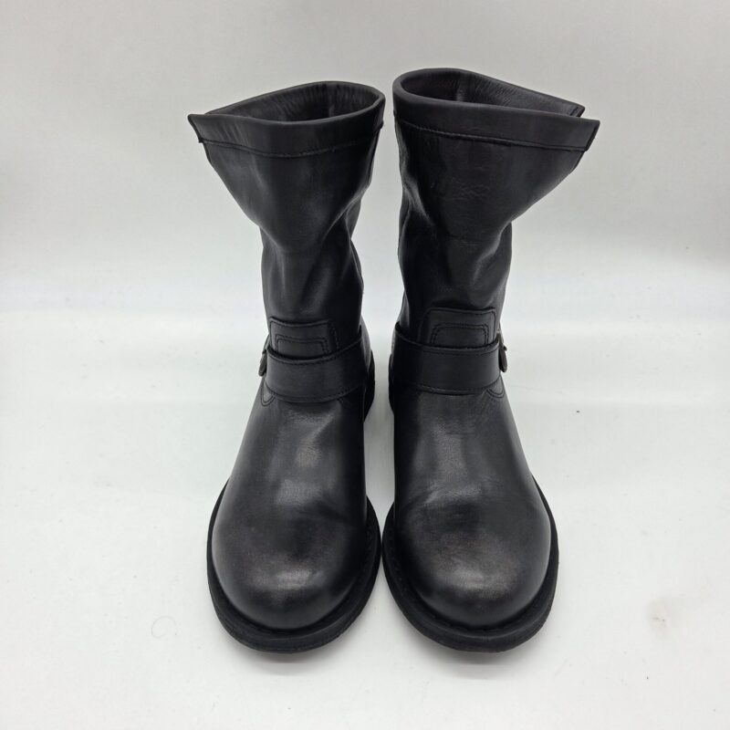 Felmini biker classico donna con fibbia lavado nero