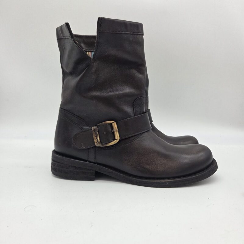 Felmini biker classico donna con fibbia lavado testa di moro