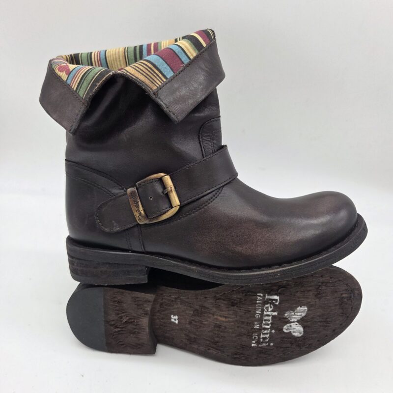 Felmini biker classico donna con fibbia lavado testa di moro