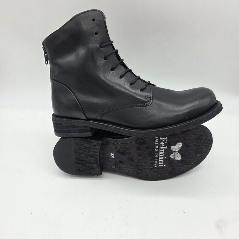 Felmini scarponcino donna nero con zip dietro