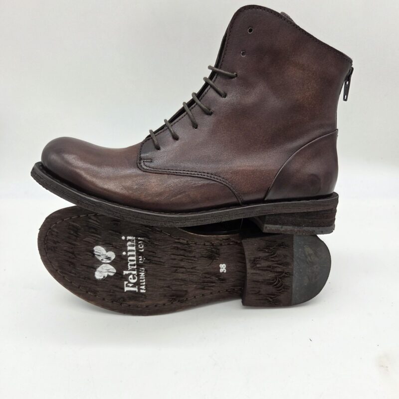 Felmini scarponcino donna marrone con zip dietro