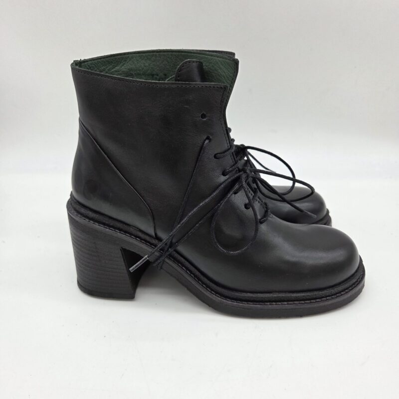 Felmini stivaletto stringato con tacco grande 8 cm nero donna