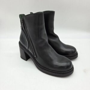 Felmini stivaletto tacco grande 8 cm con due zip nero donna