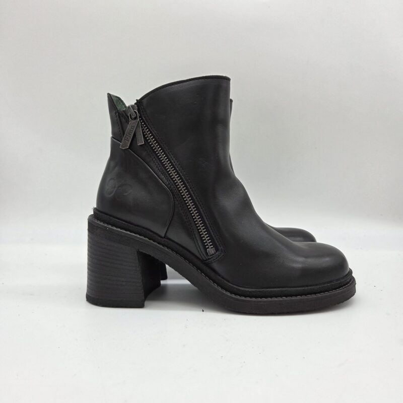 Felmini stivaletto tacco grande 8 cm con due zip nero donna