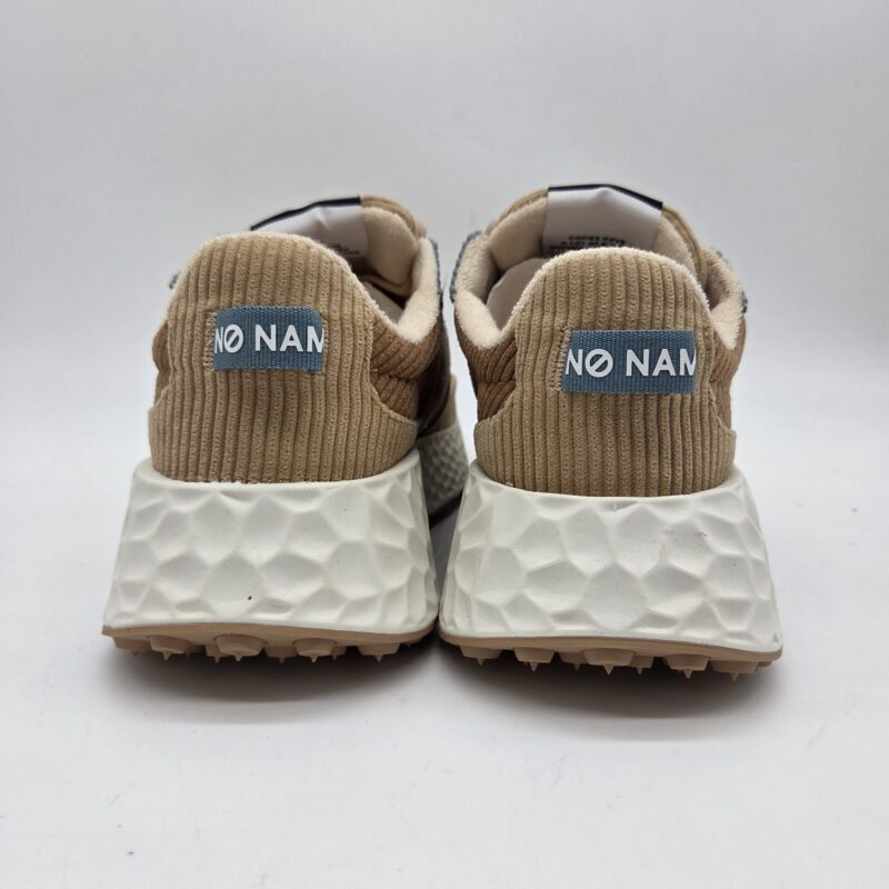 No Name sneakers donna in velluto cuoio beige e azzurro