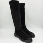 Les Tulipes stivale donna tacco basso in camoscio nero fondo gomma