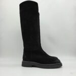 Les Tulipes stivale donna tacco basso in camoscio nero fondo gomma