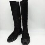 Les Tulipes stivale donna tacco basso in camoscio nero fondo gomma