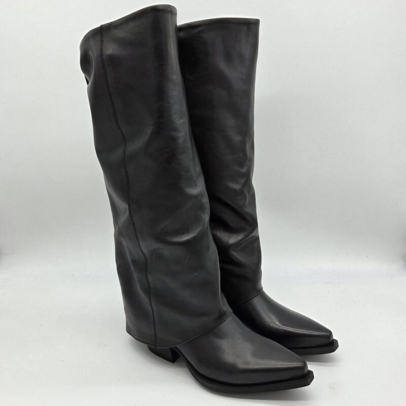 Metisse stivale texano con ghetta pelle nero tacco 5cm