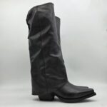 Metisse stivale texano con ghetta pelle nero tacco 5cm
