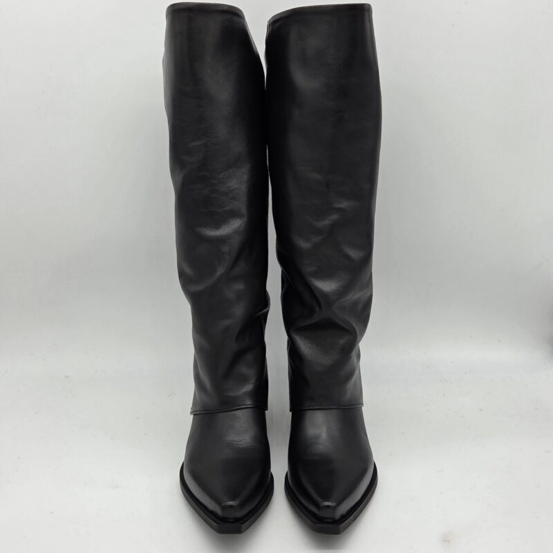 Metisse stivale texano con ghetta pelle nero tacco 5cm