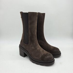 Les Tulipes beatles donna zip dietro tacco 6 cm camoscio marrone