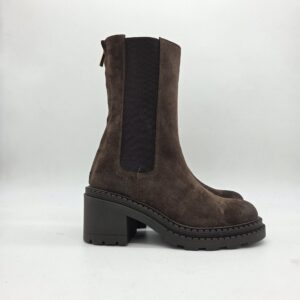 Les Tulipes beatles donna zip dietro tacco 6 cm camoscio marrone