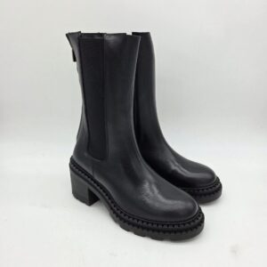 Les Tulipes beatles donna zip dietro tacco 6 cm pelle nera