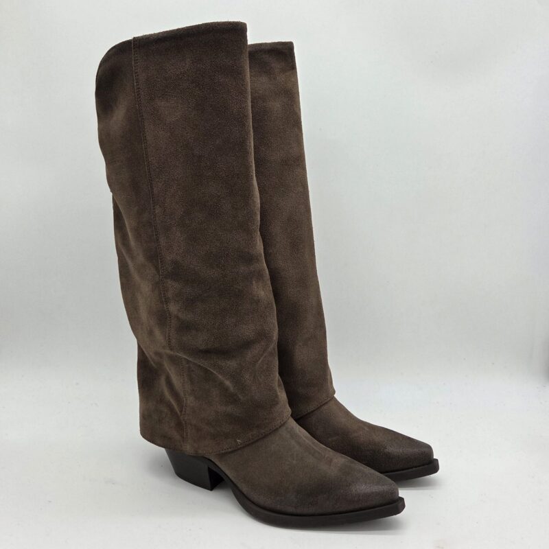 Metisse stivale texano con ghetta camoscio marrone tacco 5cm