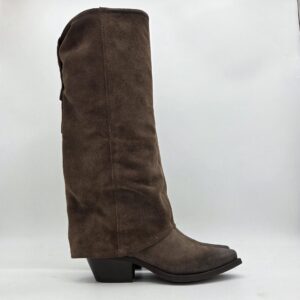 Metisse stivale texano con ghetta camoscio marrone tacco 5cm