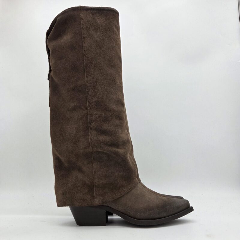 Metisse stivale texano con ghetta camoscio marrone tacco 5cm