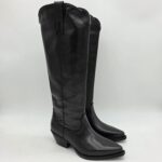 Metisse stivale texano donna pelle nera tacco 5 cm