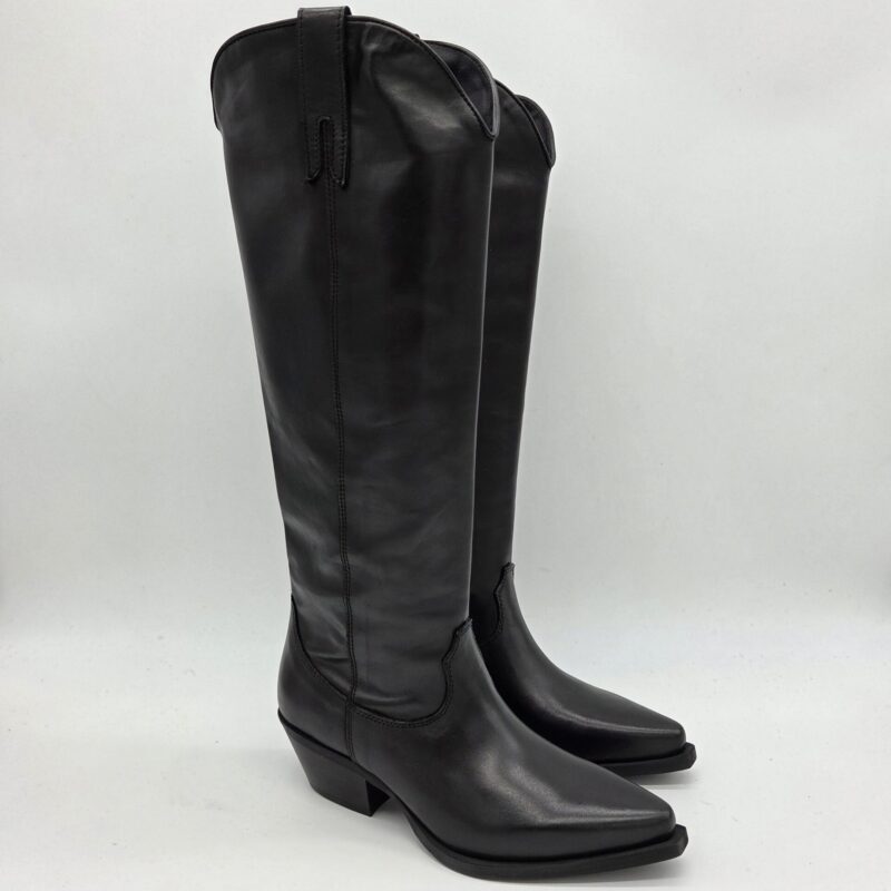 Metisse stivale texano donna pelle nera tacco 5 cm