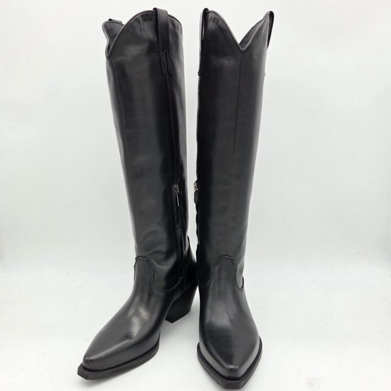 Metisse stivale texano donna pelle nera tacco 5 cm