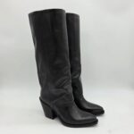 Metisse texano donna pelle nero con ghetta tacco 8 cm