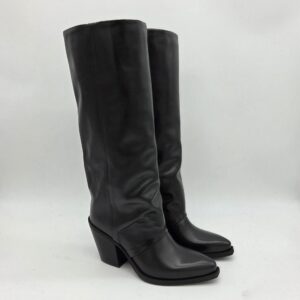 Metisse texano donna pelle nero con ghetta tacco 8 cm